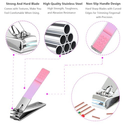 Women's Nail Clipper Set Travel Manicure Kit with Glass Nail File Stainless Steel Nail Clippers Case Nail Grooming Kit Gift - color: Mermaid Color