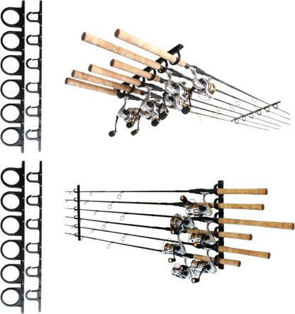 Rush Creek Creations, Ceiling Fishing Rod Holder for 6 Rods, Fishing Pole Holder for Garage Organization & Wall Storage, Gear, Accessories(2 Horizontal Rack)(Pack of 6) - size: Two Pack (Pack of 6)