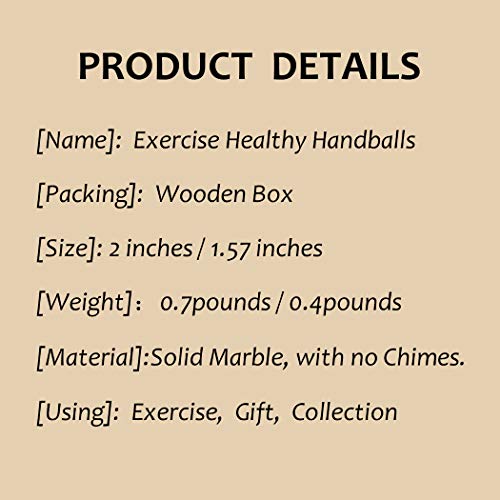 BRABUD 1.57in Marble Green Baoding Balls, Hand Exercise Massage Balls | Chinese Health Hand Balls, Stress Relieve, Therapy Balls, for Small Hands, with Box - size: 1.57 Inch (Pack of 2)