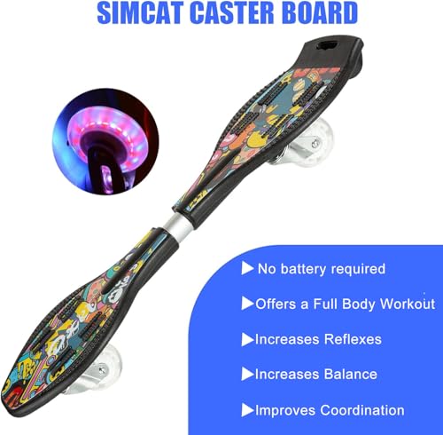 Simcat Caster Board, Skateboard with 360-degree Casters and Illuminating Wheels, Lightweight Durable Twistboard for Kids, Teenagers and Adults - color: 3