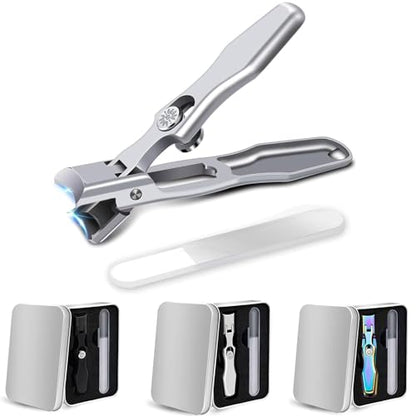 MightyClip Nail Clippers - German Stainless Steel for Men, Includes Nail File and Storage Box (Silver) - color: Silver
