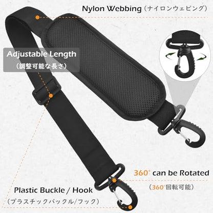Bag Shoulder Strap Replacement Adjustable Strap with Padded Metal Hooks for Crossbody Bags Messenger Bags Laptops - color: 02# Black with Padded