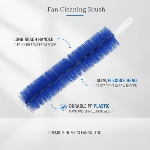 Fan Cleaning Brush, Slim PP Plastic Duster with Long Handle for Ceiling Blades and Tight Gaps, High Dusting Tool from Floor - color: Blue