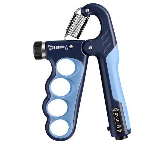 Hand Grip Strengthener Set with Adjustable Resistance 5-100 kg | 3-Piece Training Kit, Forearm Strengthener, Finger Exerciser, Automatic Rep Counter, Injury Recovery