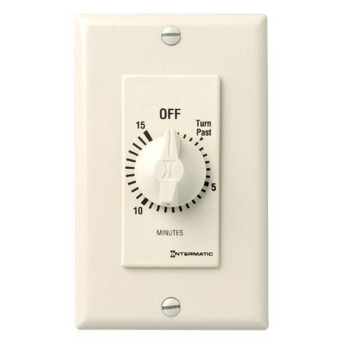 Intermatic FD15MAC 15-Minute Spring-Loaded Automatic Shut-off In-Wall Timer for Fans and Lights, Almond - color: Almond, size: 15-Minute, style: Without Hold on Timer