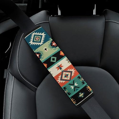 2 Pack Breathable Car Seat Belt Pad for Child, Stroller Pushchair High Chair, Southwest Native American Western Aztec Rustic Neck Strap Covers, Neck and Shoulder Support - color: Pattern 633