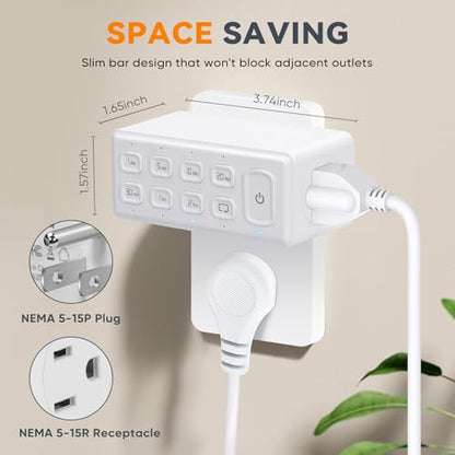 Countdown Timer Dual Outlet, Programmable Electrical Timers Outlets with Repeat Function, Up to 4H for Lights, Fan, Appliance, Electric Bike, 3-Prong, 15A/1875W, ½ HP, 2 Pack - size: 2- Pack