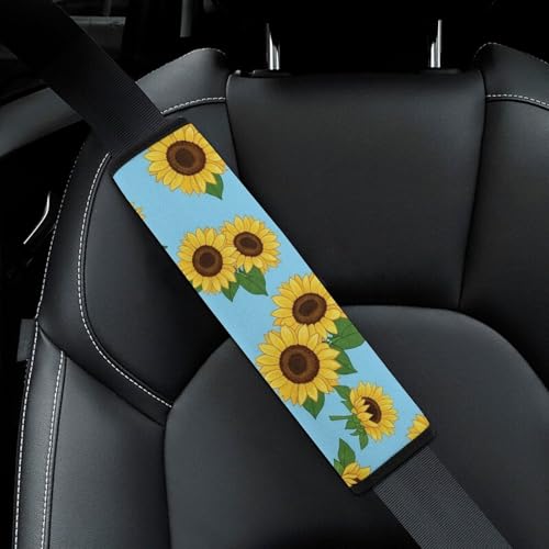 2 Pack Universal Fit Seat Belt Cover for Child, Stroller Pushchair High Chair, Beautiful Sunflower Automotive Seat Belt Protector, Pressure Relief - color: Pattern 242