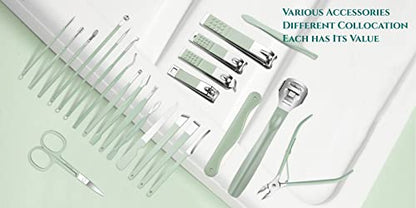 Manicure Set Nail Clippers Pedicure Kit -7 Pieces Stainless Steel Travel Nail Kit, Travel Essentials Purse Essentials Professional Grooming Kits, Manicure Kit with Zipper Portable Pack