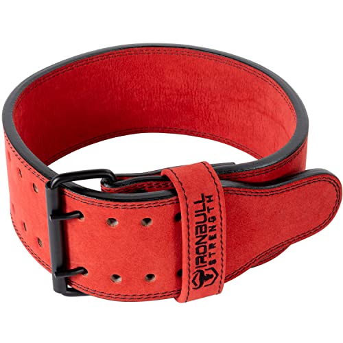 Powerlifting Belt - IPF Approved – Weight Lifting Belt 10mm - Prong Weightlifting Belt for Squats, Deadlift, and Bench Press – Lifting Belt Leather 4in for Men and Women – Back Brace for Gym, Workout, Strength Training, Strongmen & Power Lift - color: Red