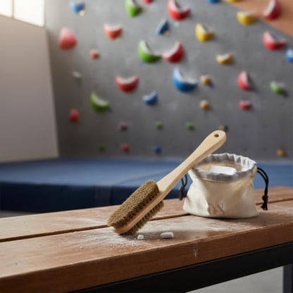 Clean Climbing Holds with Natural Boar Bristle Brush, Durable Wood Handle for Gym and Outdoor Use