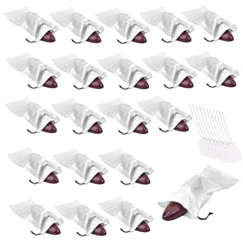 GONGKANGYUAN 20 Pack Satin Shoe Bags for Travel, Drawstring Shoe Storage Bags for Men and Women, Dustproof Moisture-Proof Shoe Pouches for Packing & Organizing Shoes - color: White-20 Pack