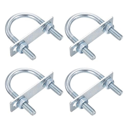 DTGN M10x46x85mm U Bolts Round Kit - 4Set - Carbon Steel U-Bolt Kit with Nuts, Washers, Frame Plate - Good for Pipe, Trailer, Automotive, Leaf Spring Fastener - size: M10x46x85mm