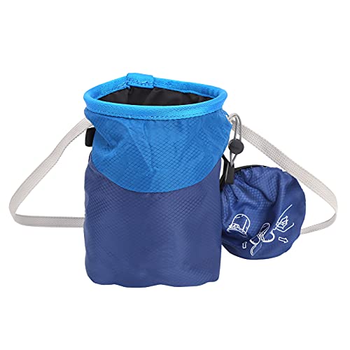 Keenso Rock Climbing Chalk Bag Drawstring Sealing Rock Brushes Support for Outdoor Mountaineering (Blue) - color: Blue