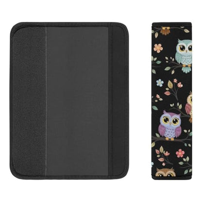 2PCS Breathable Seat Belt Cover for Adults and Children, Most Cars, Colorful Owls Cute Owl Shoulder Harness Cover, Shock Absorption - color: Pattern 565