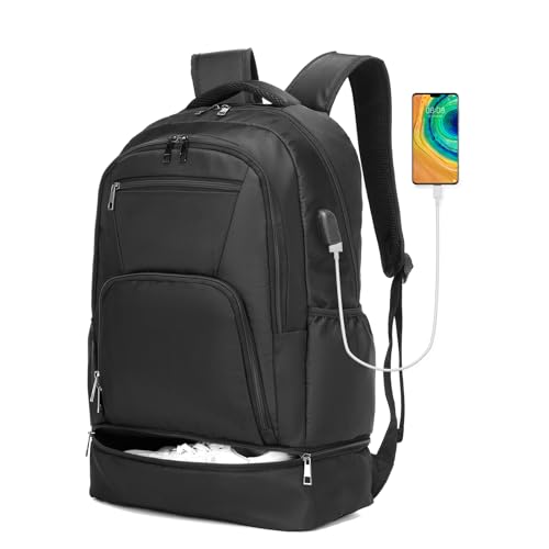 seyfocnia Gym Backpack for Men,Gym Bag with Shoe Compartment Lightweight Travel Workout Sports Backpack with USB Charging Port - size: 20inch