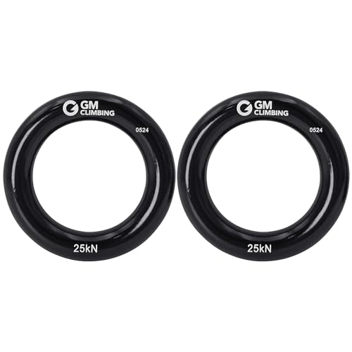 GM CLIMBING Rappel Ring 25kN for Rock Climbing Arborist Rescue Slackline Hammock - color: Large Black_2 Pack