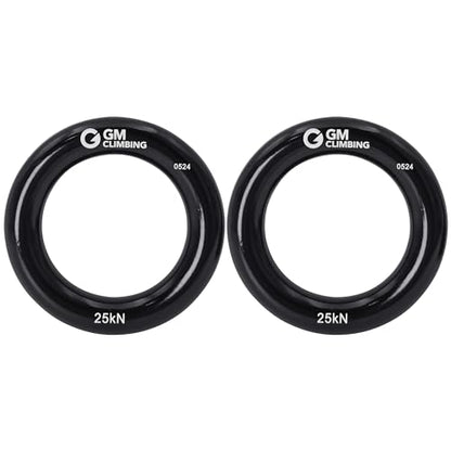 GM CLIMBING Rappel Ring 25kN for Rock Climbing Arborist Rescue Slackline Hammock - color: Large Black_2 Pack