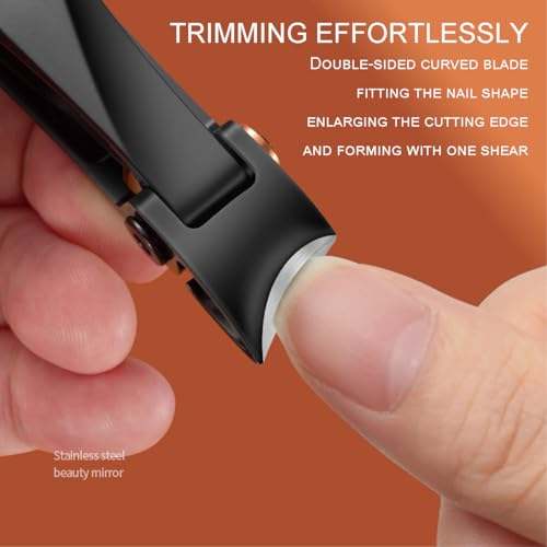 Diagonal Nail Clippers with Large Opening, Stainless Steel, Double-Sided Curved Blade, for Thick Toenails and Nail Groove - color: Dark Black