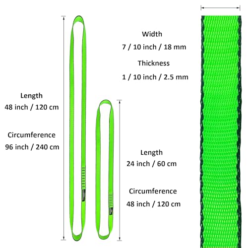 18MM Nylon Climbing Slings Runners 23 kN Strong Webbing Straps for Rock Climbing, Rappelling, Swing, Yoga Hammock etc - color: 2PCS Green, size: 48inch/120cm