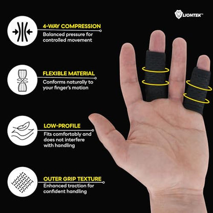 LIONTEK Single Flow Finger Sleeve V3 Pair — Joint Support & Compression for Activity, BJJ, Fitness, Volleyball, Basketball, and More (Small) - size: Small