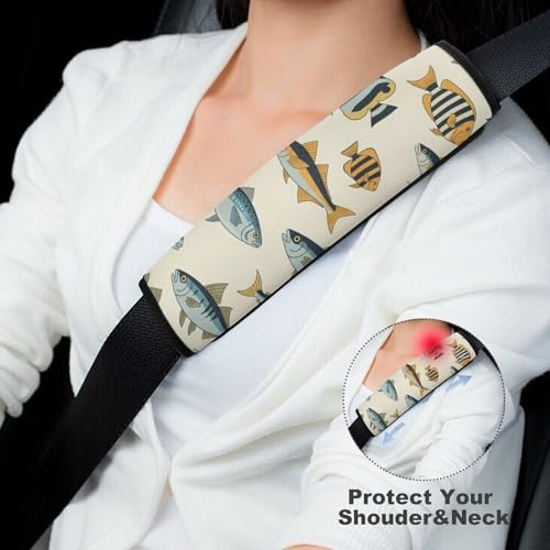 2 Pack Ocean Animal Fish Bass Seat Belt Shoulder Pad Universal Soft and Comfortable Shoulder Protector for Kids, Most Cars, Pressure Relief - color: Pattern 1157