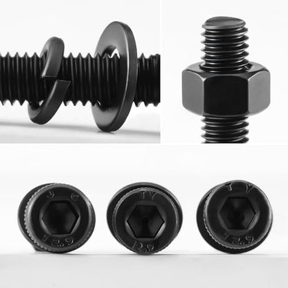 (30 Sets) M5 x 80mm Hex Socket Head Cap Screws Bolts and Nuts, Flat & Lock Washers Kits, 12.9 Grade Alloy Steel, Allen Socket Drive,Black Oxide Finish, with Hex Spanner - size: M5x80mm