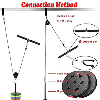 Mtgluk Cable Pulley System Upgraded DIY LAT and Lift Weight Pulley Machine Attachment Home Gym Forearm Wrist Roller for Triceps Pull Downs Biceps Curl Forearm Shoulder - color: Straight + Tricep