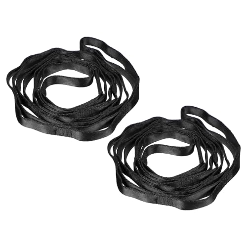 PATIKIL 22KN Adjustable Daisy Chain Yoga Extend Belt, 2 Pcs Nylon Climbing Sling Straps for Home Workout Exercise Pilates Gymnastics - color: Black, size: 1.8M