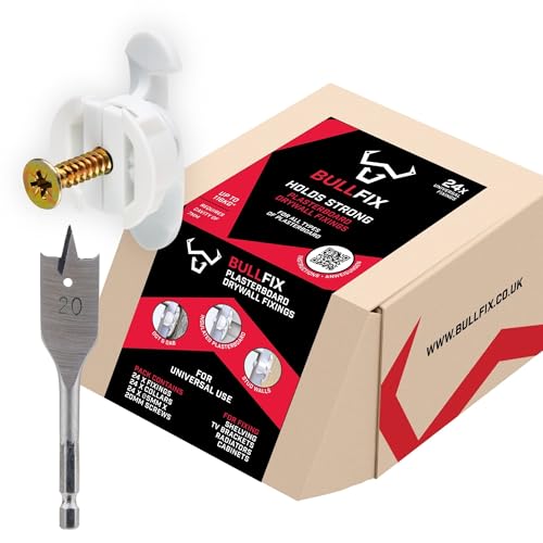 Bullfix Drywall Anchors and Screws Kit - Holds 255lbs - 24 Pack | Heavy Duty Drywall Anchors for Shallow Hollow Cavity, Dry Wall Screws, 13/16" Drill Bit, Dry Wall Kit - size: 24 Pack