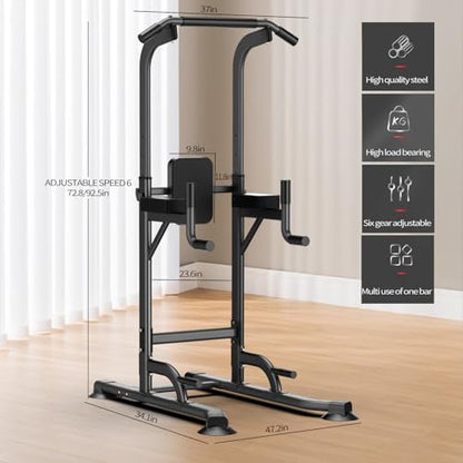 K KiNGKANG Power Tower Adjustable Height Pull Up & Dip Station Multi-Function Home Strength Training Fitness Workout Station for Home Gym (N)
