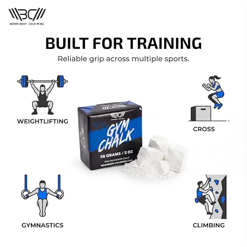 WARM BODY COLD MIND Sport Chalk Block - Gym Chalk for Weightlifting - Moisture-Absorbing Magnesium Carbonate - Gymnastics Hand Grip - style: 1 Block