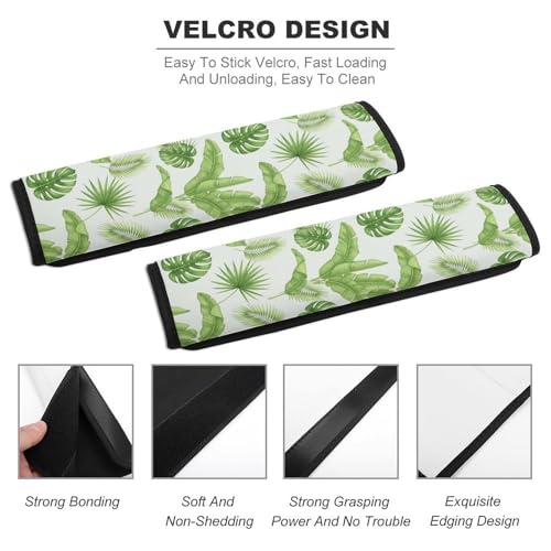 1 Pair Tropical Plants Green Palm Leaves Rainforest Car Seat Straps Shoulder Pads Soft Padded Harness Pads Strap for Adult Use, Stroller Pushchair High Chair, Comfortable Driving - color: Pattern 414