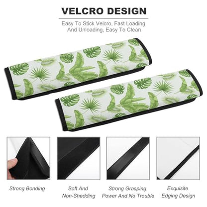 1 Pair Tropical Plants Green Palm Leaves Rainforest Car Seat Straps Shoulder Pads Soft Padded Harness Pads Strap for Adult Use, Stroller Pushchair High Chair, Comfortable Driving - color: Pattern 414
