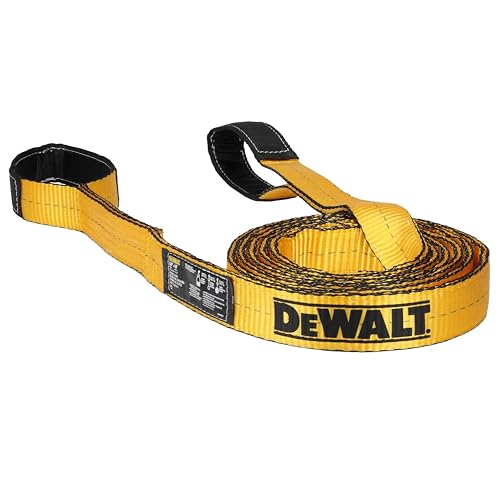 DEWALT 2"×16', 2-Ply, Type 3, Class 7 Heavy-Duty Lifting Sling, 1-Pack | 12,800 lbs Basket, 6,400 lbs Vertical, 5,120 lbs Choker Capacity, Meets WSTDA Standards for Lifting, Rigging, Construction - size: 2” x 16’, style: Single