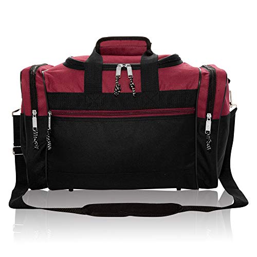 DALIX 17" Blank Duffle Bag Duffel Bag Travel Size Sports Durable Gym Bag - color: Maroon