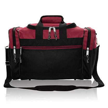 DALIX 17" Blank Duffle Bag Duffel Bag Travel Size Sports Durable Gym Bag - color: Maroon