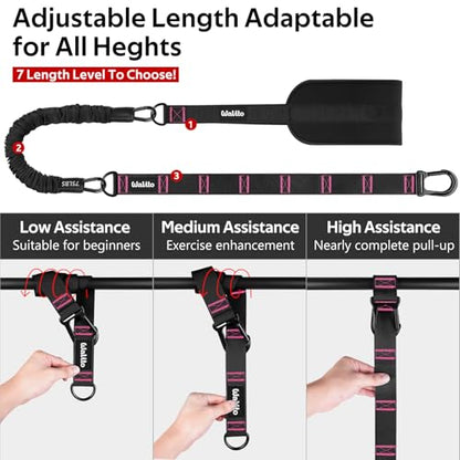 Pull Up Assistance Bands Set, Heavy Duty Adjustable Pull Up Assist Band with Feet Rest, Strength Training Bands for Home Gym Fitness, Pull-Up Bar, Calisthenics and Body Stretching - color: Black