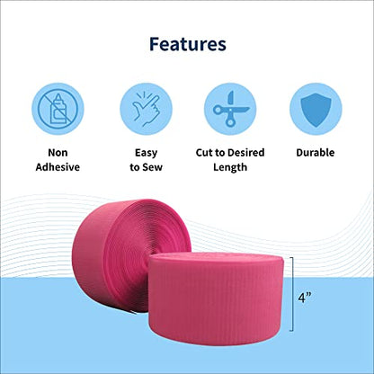 Envirolite Hook Fastener | 4" Wide, 42' Long | Gymnastics and Cheer Mat Tape | Nylon Hook for Carpet Bonded Foam Seams - Pink - style: Pink