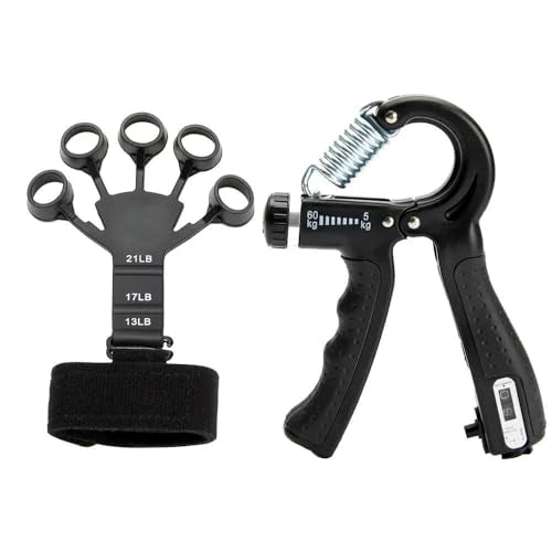 Grip Strength Trainer Kit,6 Pack Forearm Strengthener with Adjustable Resistance,Grip Strength Tester,Finger Extension Exerciser,Hand Grip Strengthener Workout Kit for Gym Workout Recovery - color: 2 PCS