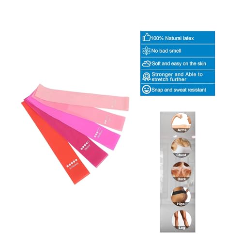 Cekaso Resistance Exercise Bands with 5 Resistance Levels for Strength Training and Physical Therapy, 5 vary - size: Peach