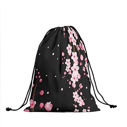 Gymnastics Grip Bag for Gymnasts Gymnastic Drawstring Bag Gym Athlete Bag - color: Black Pink Cherry Blossom, size: 9.25" x 12" (Pack of 1)