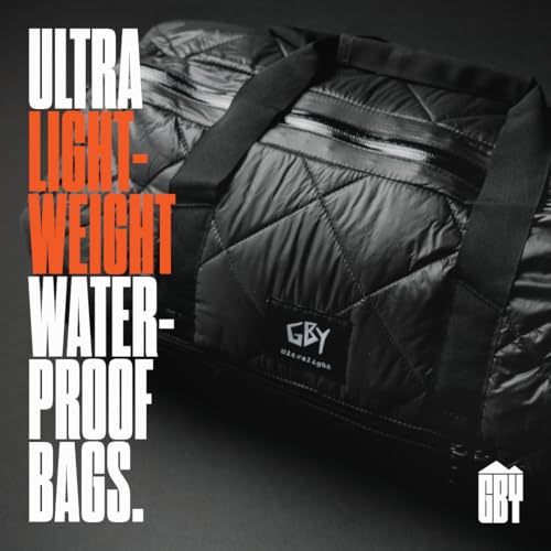 Quilted Duffle Bag - 20" Black Puffer Gym Bags for Men & Women, Lightweight Travel Bag, Ideal for Workout, Sports, Travel, Carry-On, 30L Waterproof Mini Duffle Bag by GBY