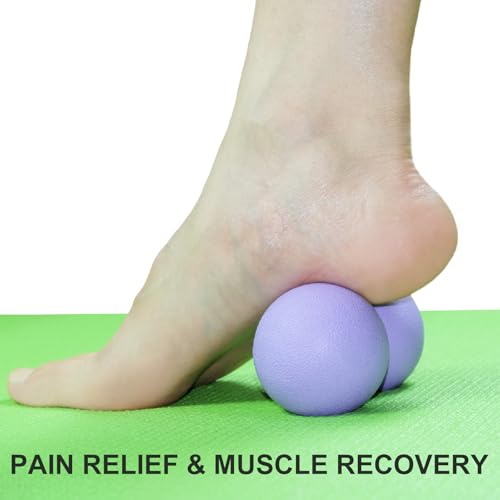 Hard Peanut Massage Ball, Double Lacrosse Massage Ball. Deep Tissue Massager Mobility Roller for Physical Therapy Myofascial Release Trigger Point Muscle Relax Pain Relief Acupressure (Purple) | Mobility Massager Tool for Deep Tissue Physical Therapy Myof
