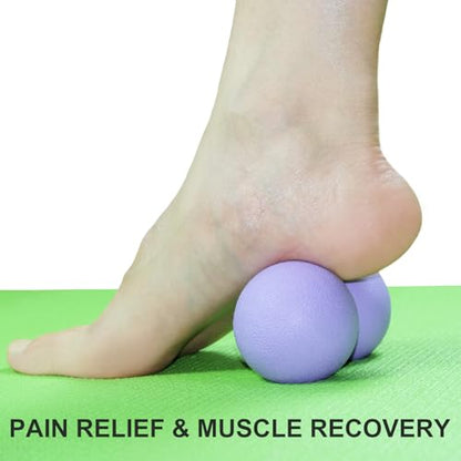Hard Peanut Massage Ball, Double Lacrosse Massage Ball. Deep Tissue Massager Mobility Roller for Physical Therapy Myofascial Release Trigger Point Muscle Relax Pain Relief Acupressure (Purple) | Mobility Massager Tool for Deep Tissue Physical Therapy Myof