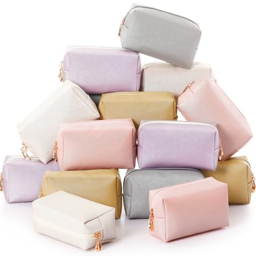 Kigeli Aesthetic Makeup Bags PU Leather Cosmetic Pouches Waterproof Plain Toiletry Bags Makeup Pouches Bulk for Women Party Gift Travel Storage Organizer(Bright Color,7.1 x 2.8 x 4.3 in) - color: Bright Color, size: 7.1 x 2.8 x 4.3 in