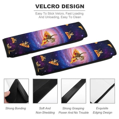 2 Pack Outer Space Purple Galaxy Pizza Cat Seat Belt Cover Universal Fit Shoulder Harness Cover for Girls and Boys, Car Seats Pushchair Strollers High Chair Pushchair - color: Pattern 1073