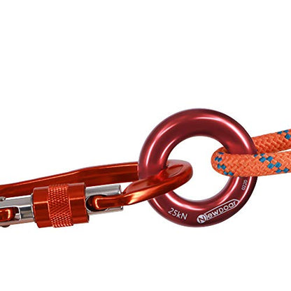 NewDoar Rappel Ring 25kN Gold Large O-Ring Rope Connector for Rock Climbing Arborist Rescue Hammock and Slackline - color: Red Small 2pcs