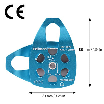 30kN Climbing Pulley with Ball Bearing for Rock Climbing Arborist - color: Blue