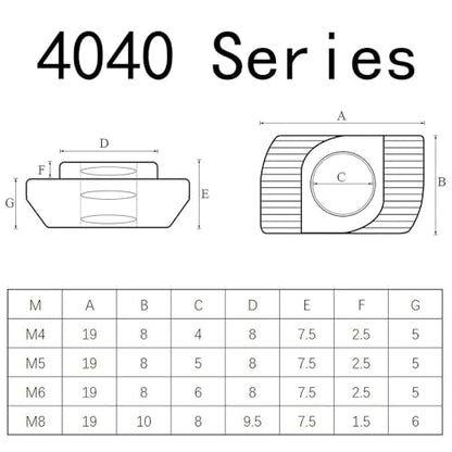 50 Pcs 4040 Series M3 T Nuts, T Slot Nut Hammer Head Fastener Nut, Nickel Plated Carbon Steel Nut for European Aluminum Profile,Drop in T Slot Nuts Assortment Kit(40-M3) - size: 40-M3(50 Pcs）